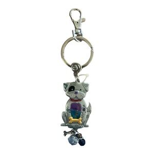 Dog Keychain with Colored Dog and charms